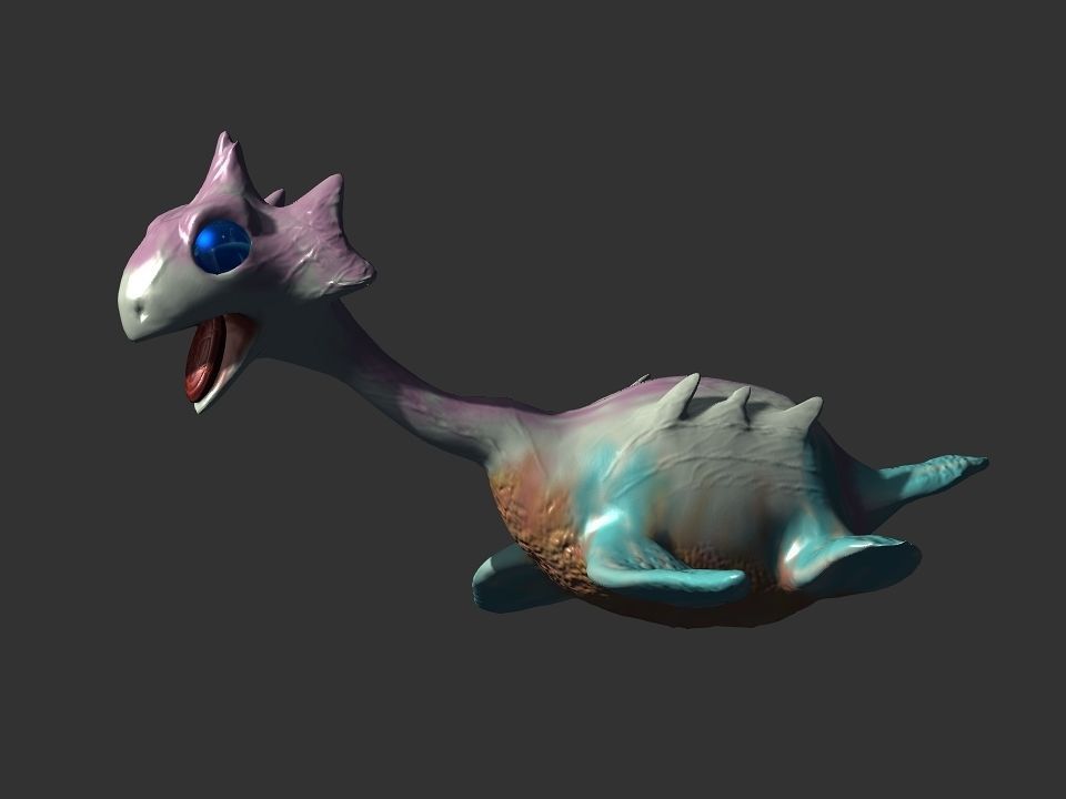 Spring the water wyvern Low-poly 3D model_35