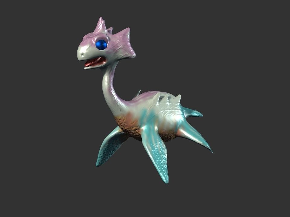 Spring the water wyvern Low-poly 3D model_2