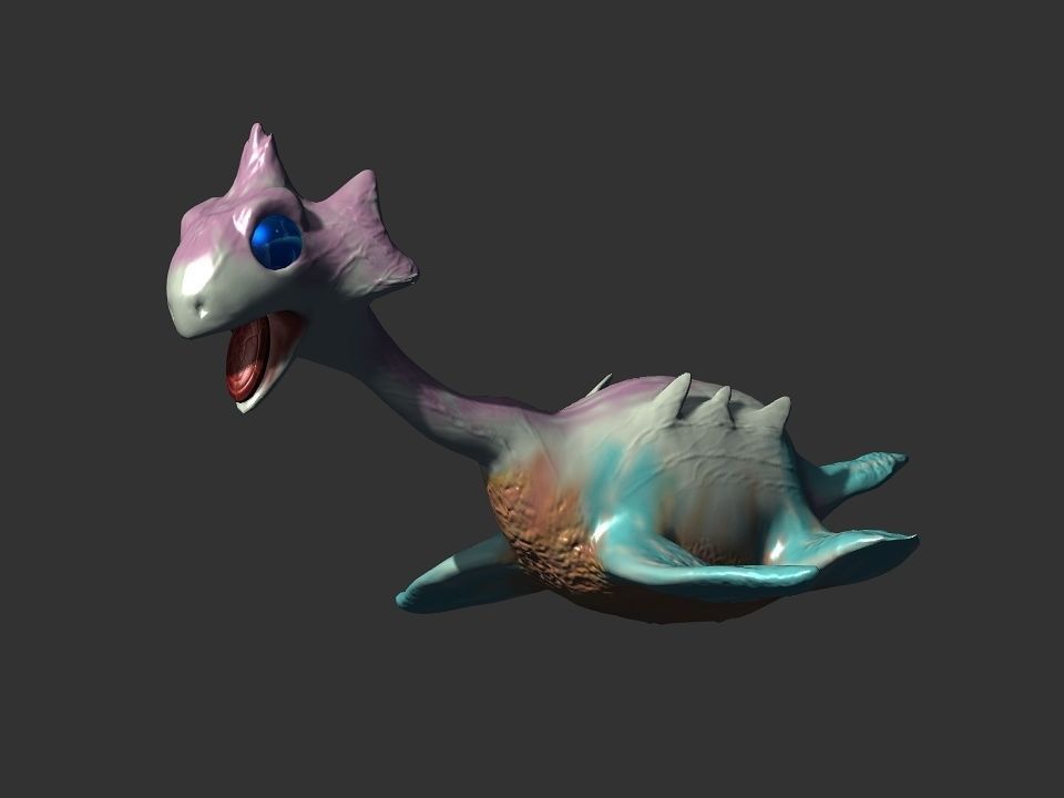 Spring the water wyvern Low-poly 3D model_33