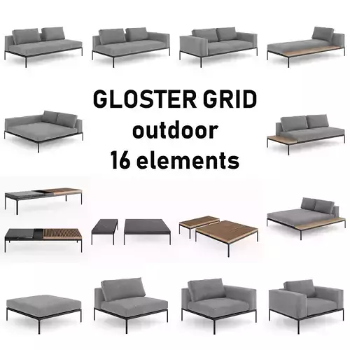 Gloster Grid Outdoor Lounge Pack 3D model