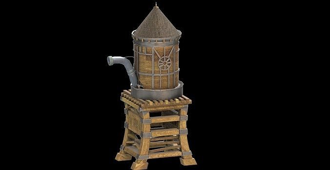 Western watertank Low-poly 3D model