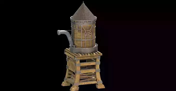 Western watertank Low-poly 3D model