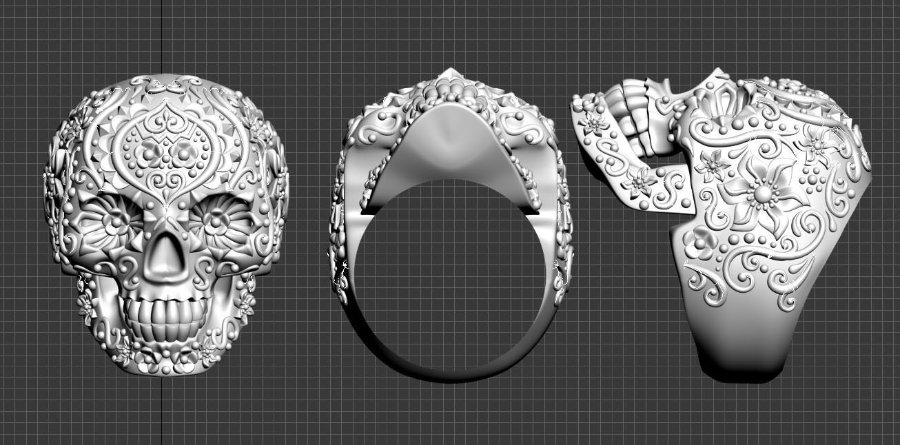 ring  skull 3D print model_3