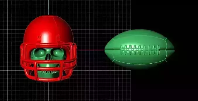 skull football helmet and football