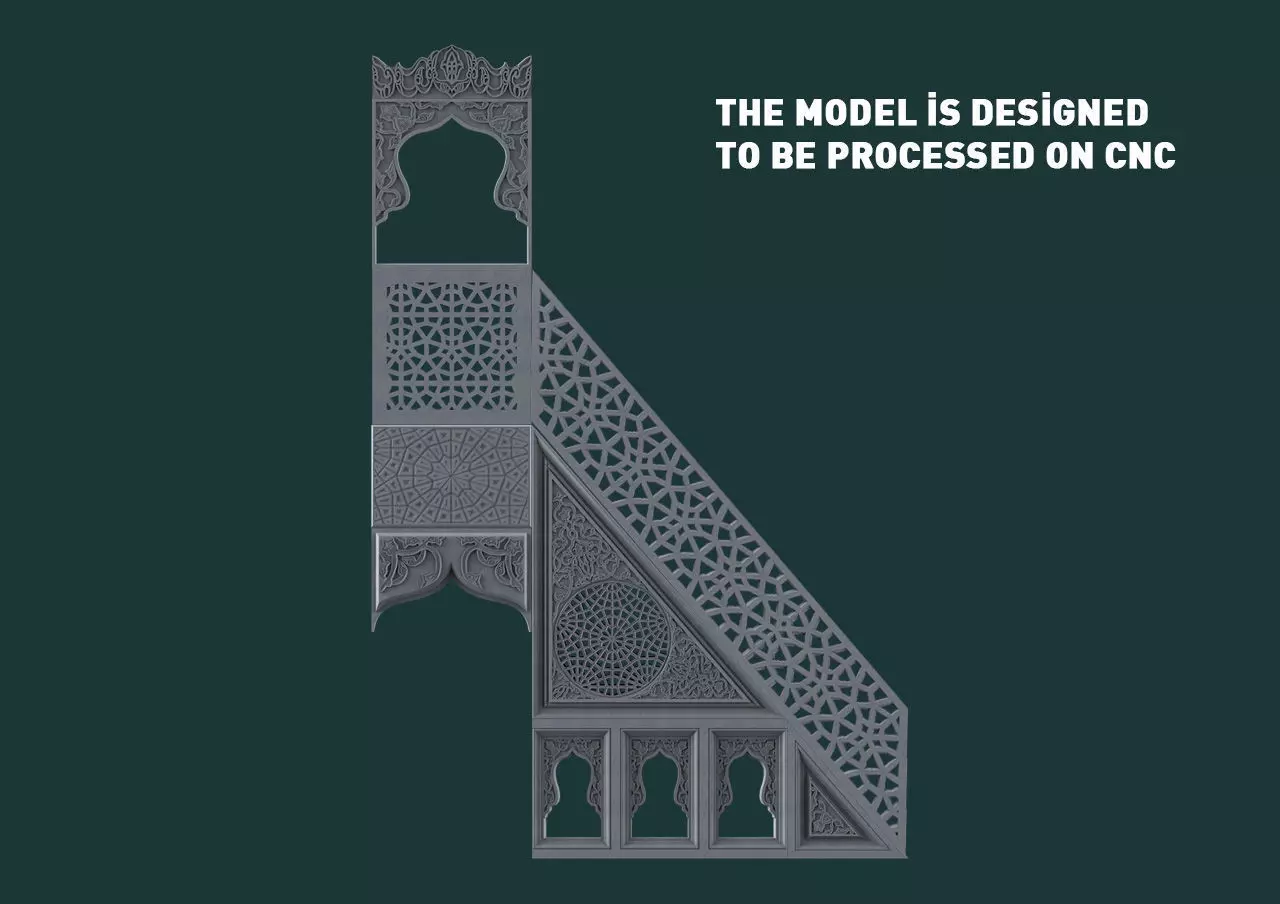 Mosque Minbar 3d stl model for cnc Carving 3D print model_0