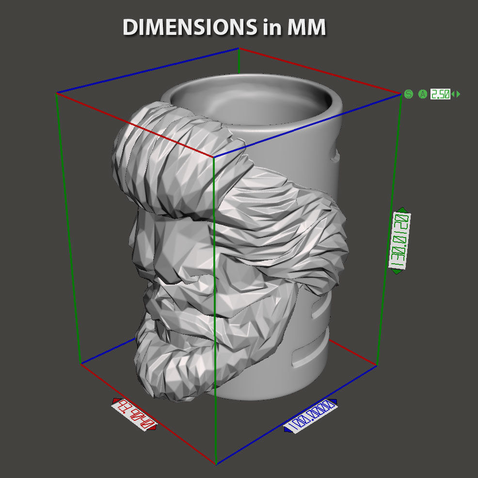 lowpoly Skull bearded vol1 flower pot and pen holder 3D print model_5