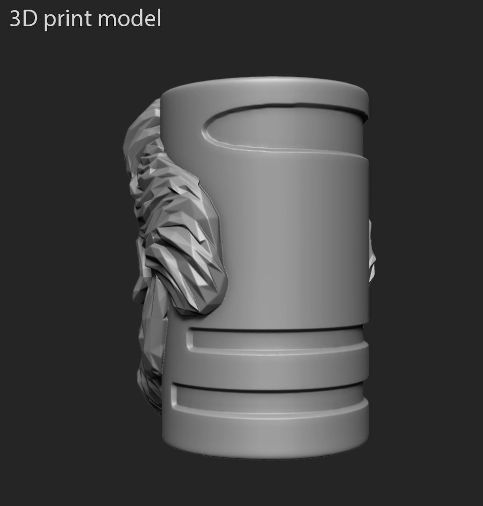 lowpoly Skull bearded vol1 flower pot and pen holder 3D print model_3