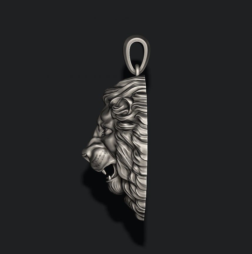 lion pendant  3D print model_4