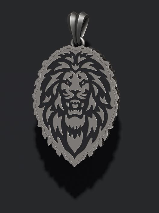 lion pendant  3D print model_7