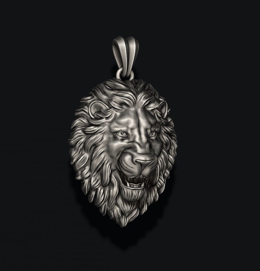 lion pendant  3D print model_2