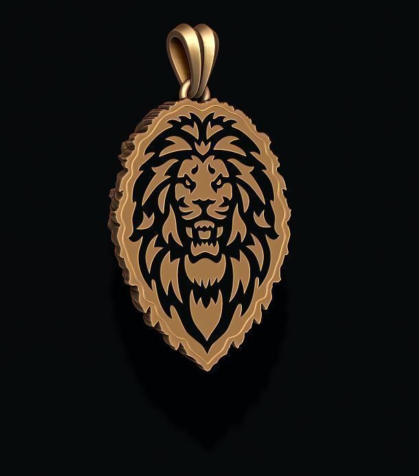 lion pendant  3D print model_3