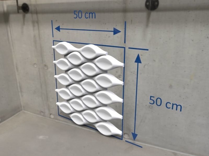 3D wall panel Waves revolved and pressed 01
