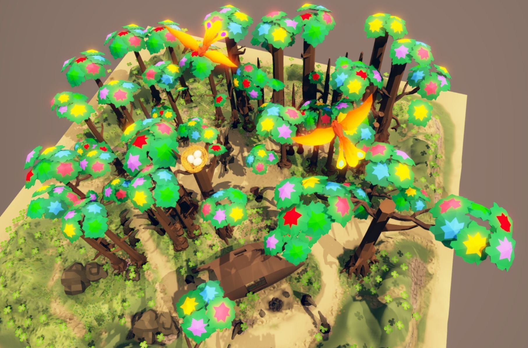 fantasy phoenix forest Low-poly 3D model_8