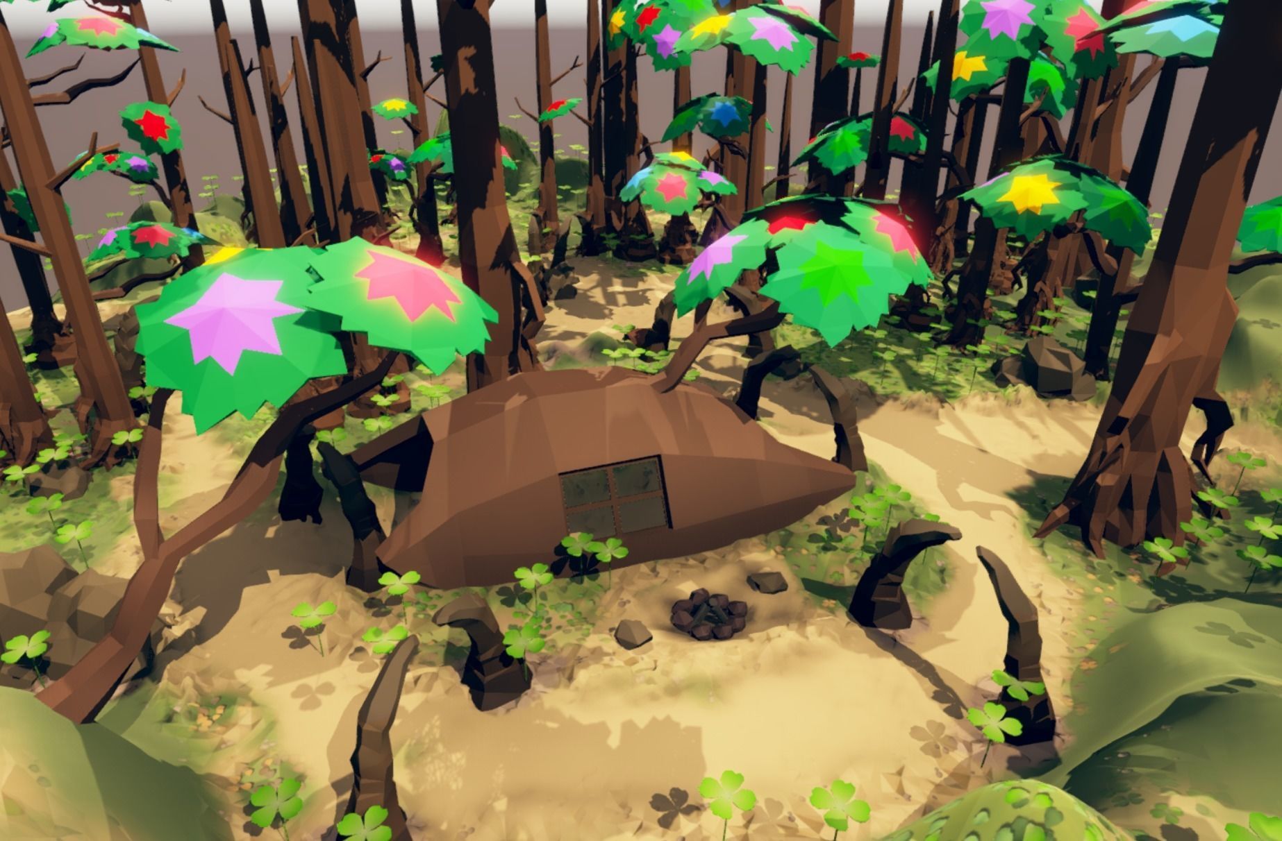 fantasy phoenix forest Low-poly 3D model_4