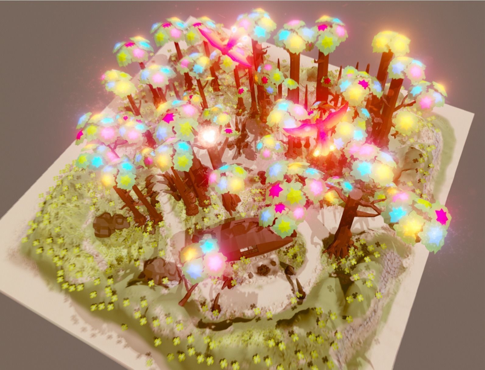 fantasy phoenix forest Low-poly 3D model_11