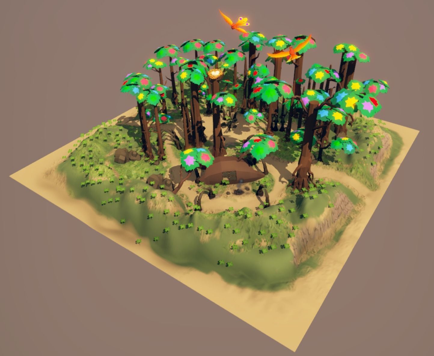 fantasy phoenix forest Low-poly 3D model_3