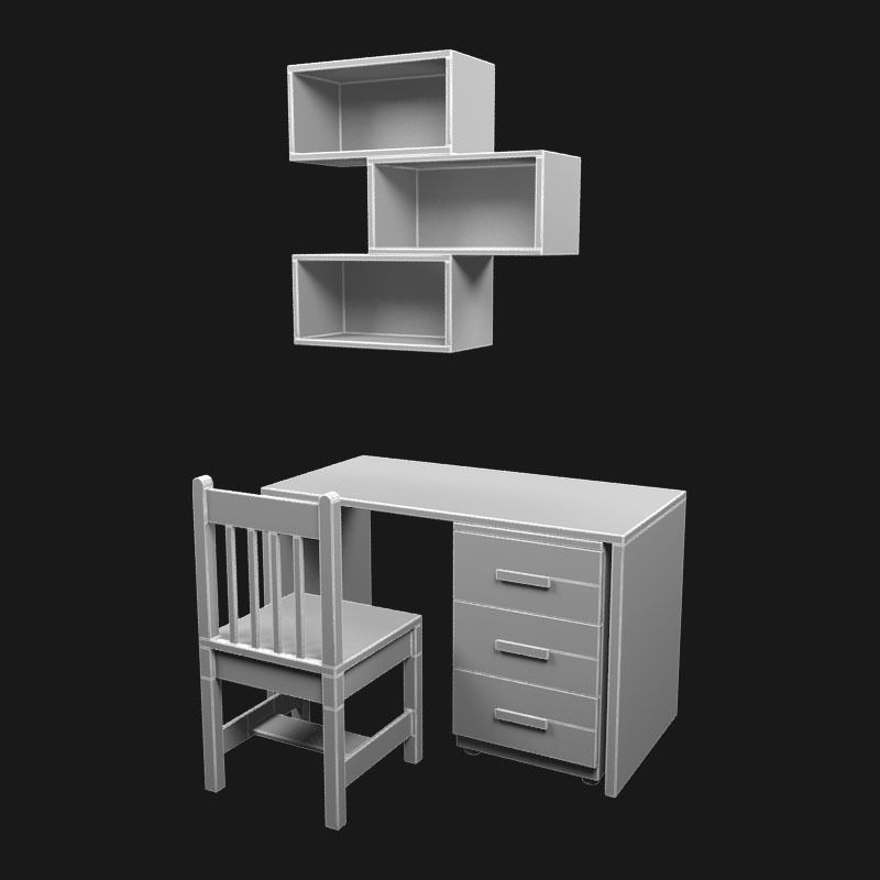 Kids Reading Table 1 Free 3D model_5