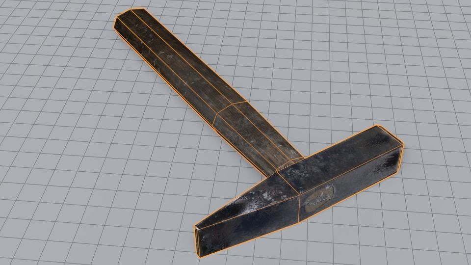 Lowpoly Old Hammer Low-poly 3D model_5