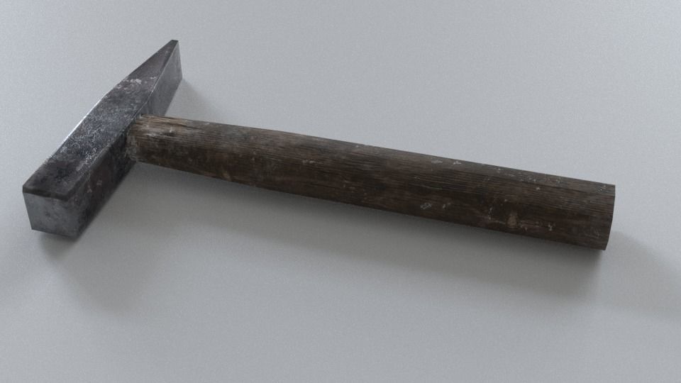 Lowpoly Old Hammer Low-poly 3D model_1