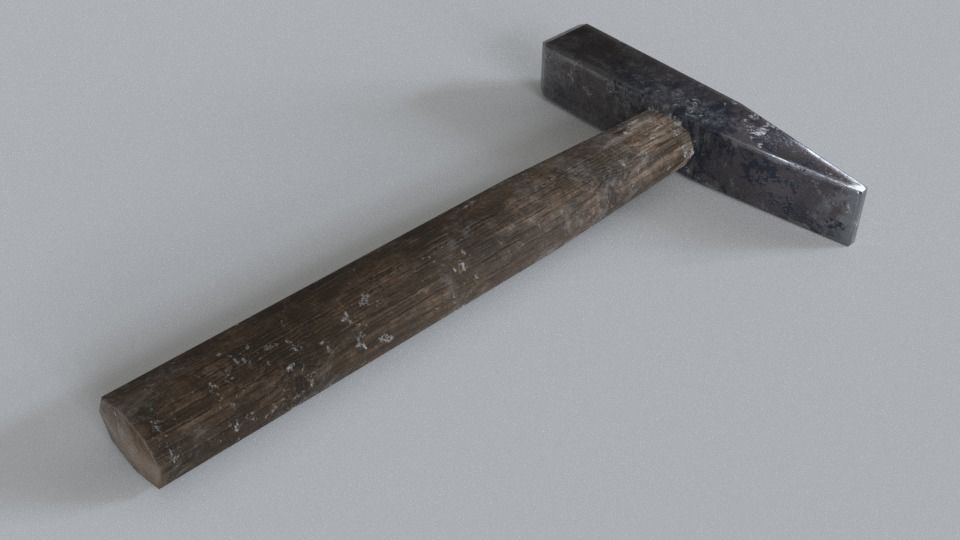 Lowpoly Old Hammer Low-poly 3D model_2