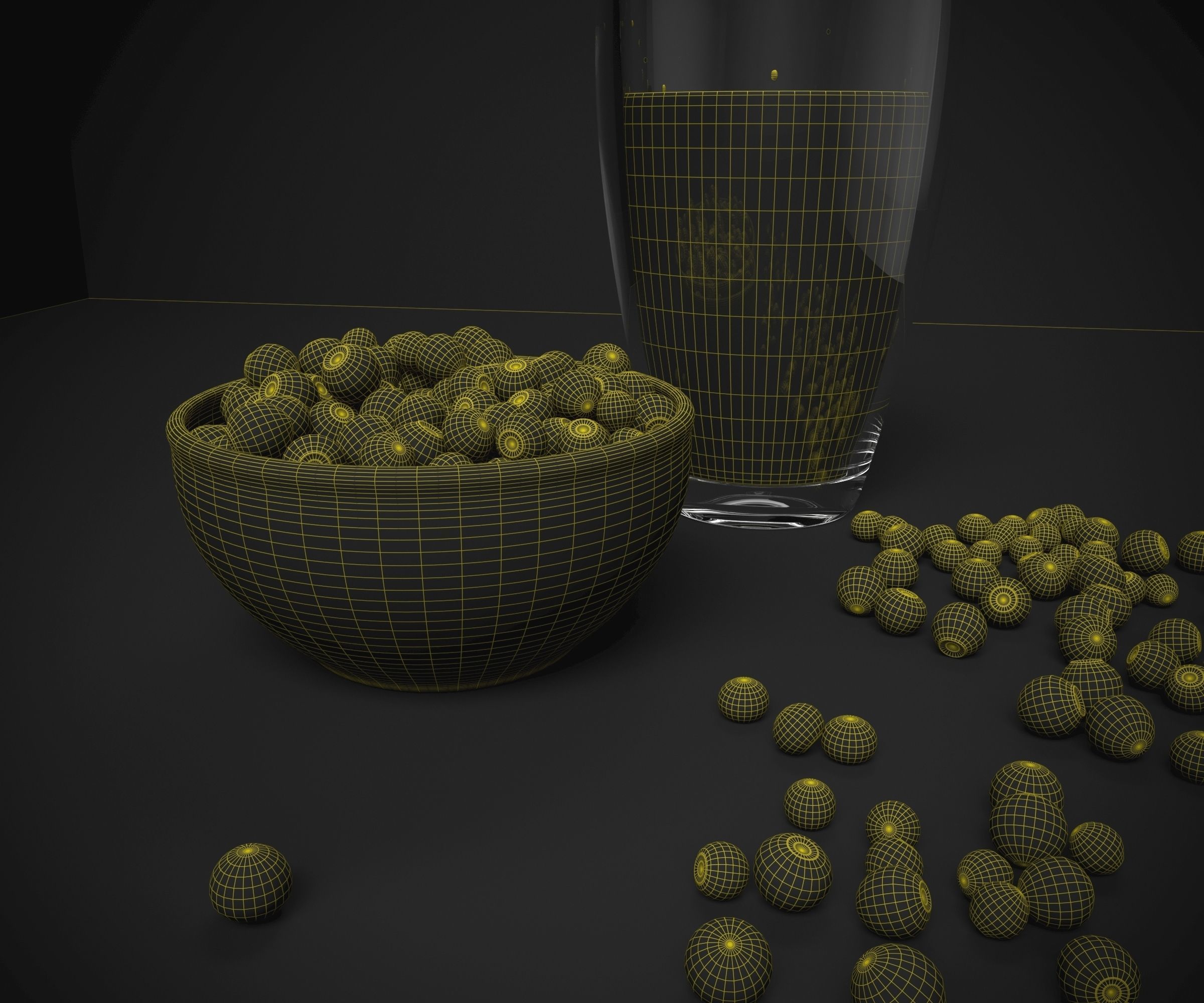 blueberries and milk set 3D model_3