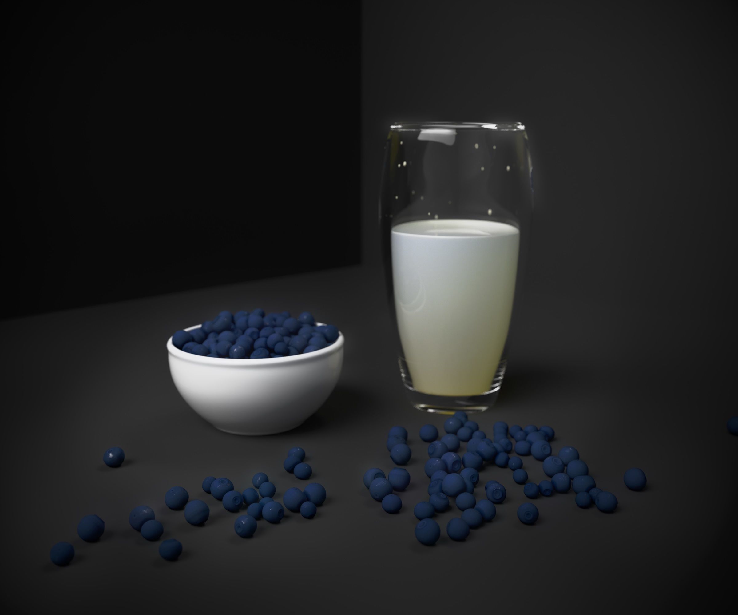 blueberries and milk set 3D model_2