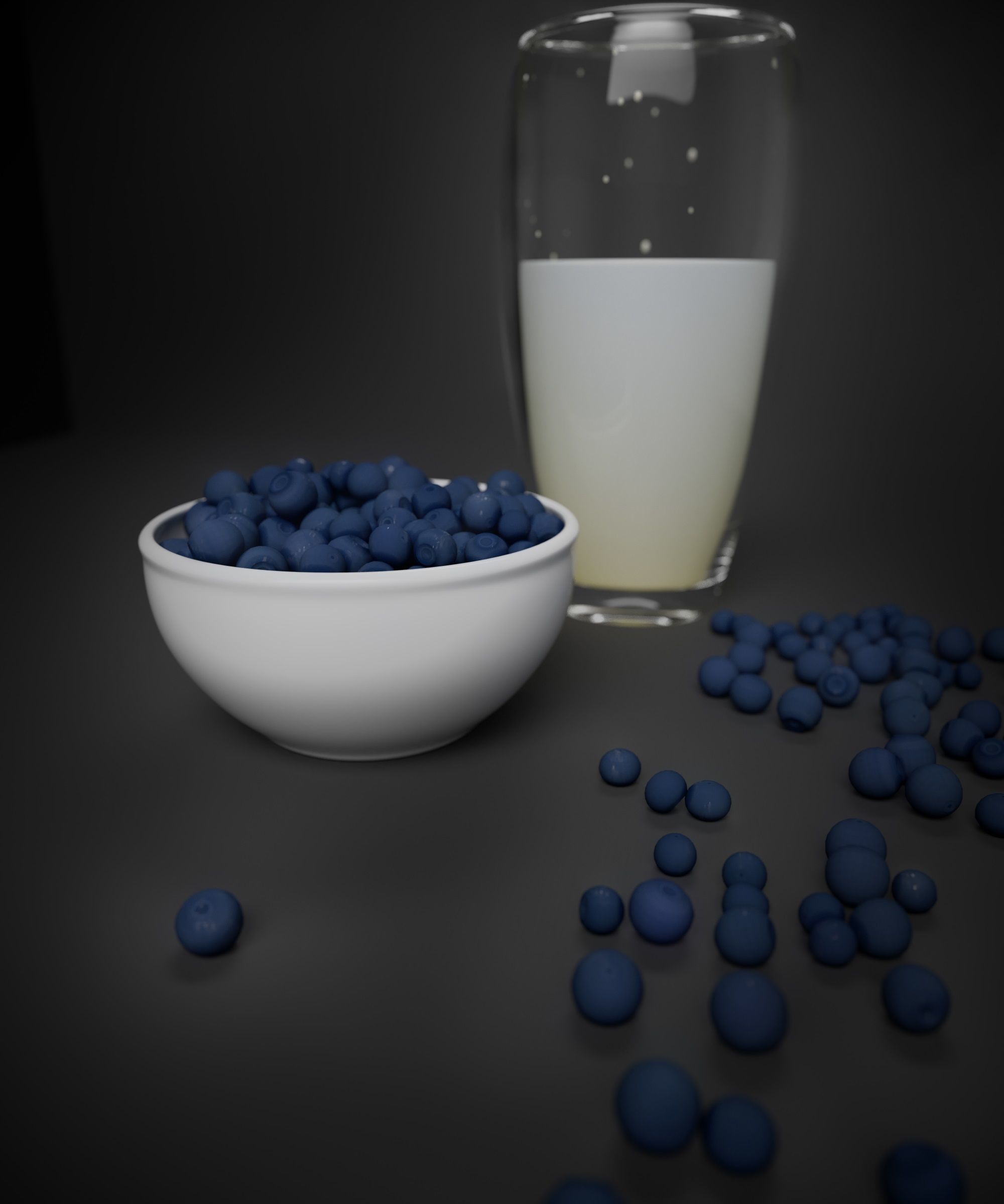 blueberries and milk set 3D model_1