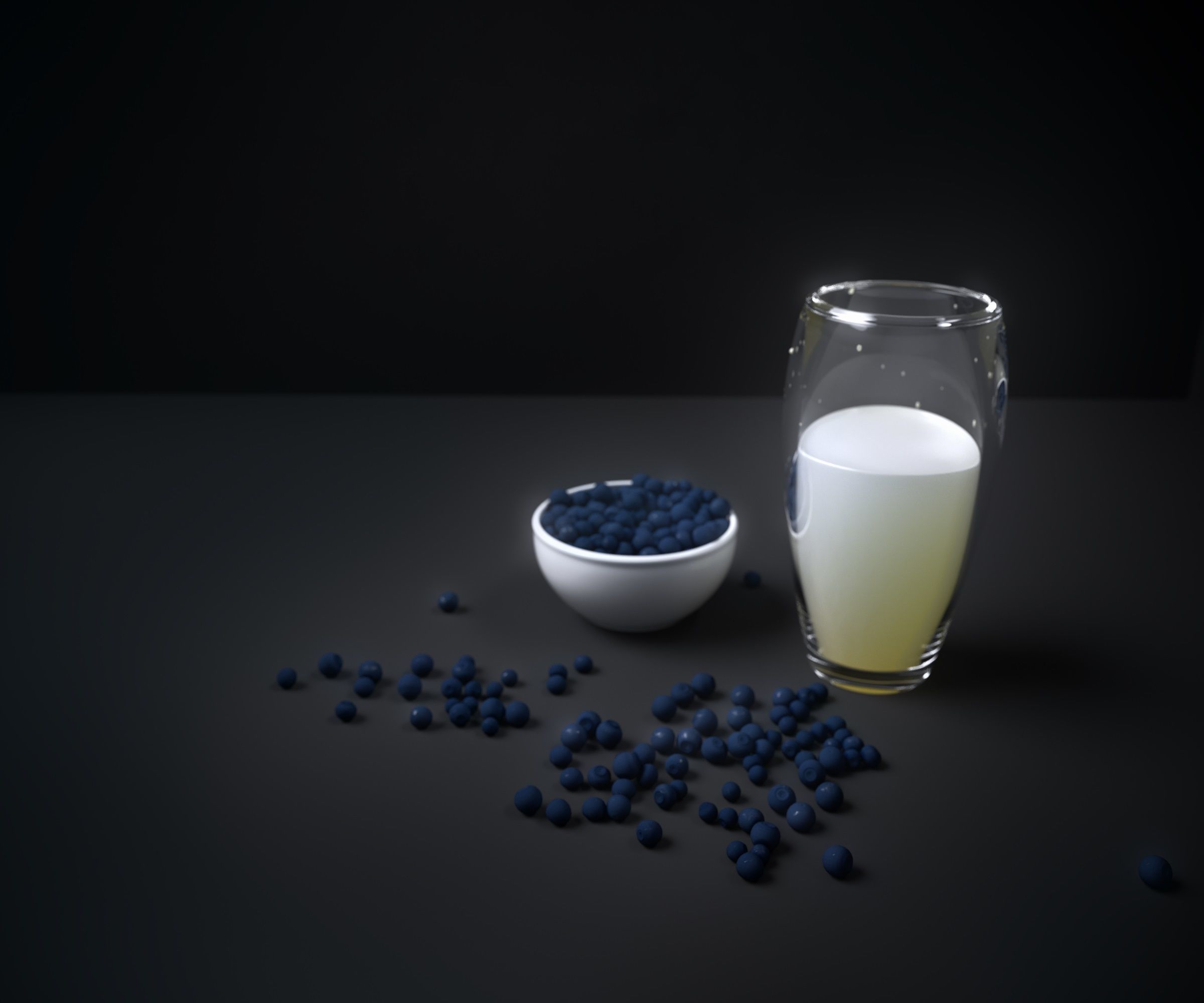 blueberries and milk set 3D model_0