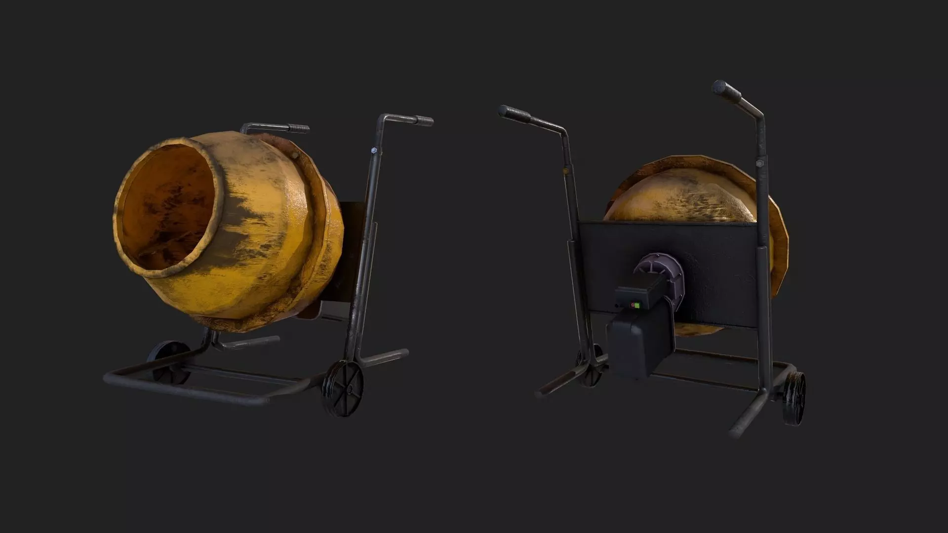 120 Liter Concrete Mixer - PBR Game Ready Low-poly Low-poly 3D model_0