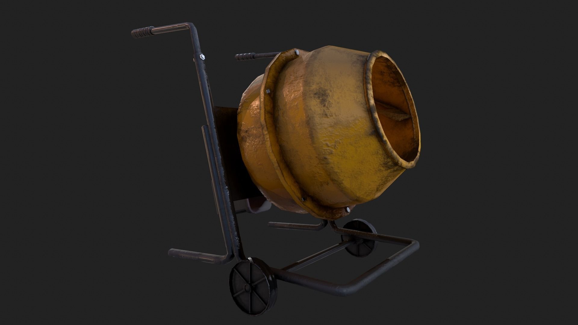 120 Liter Concrete Mixer - PBR Game Ready Low-poly Low-poly 3D model_4