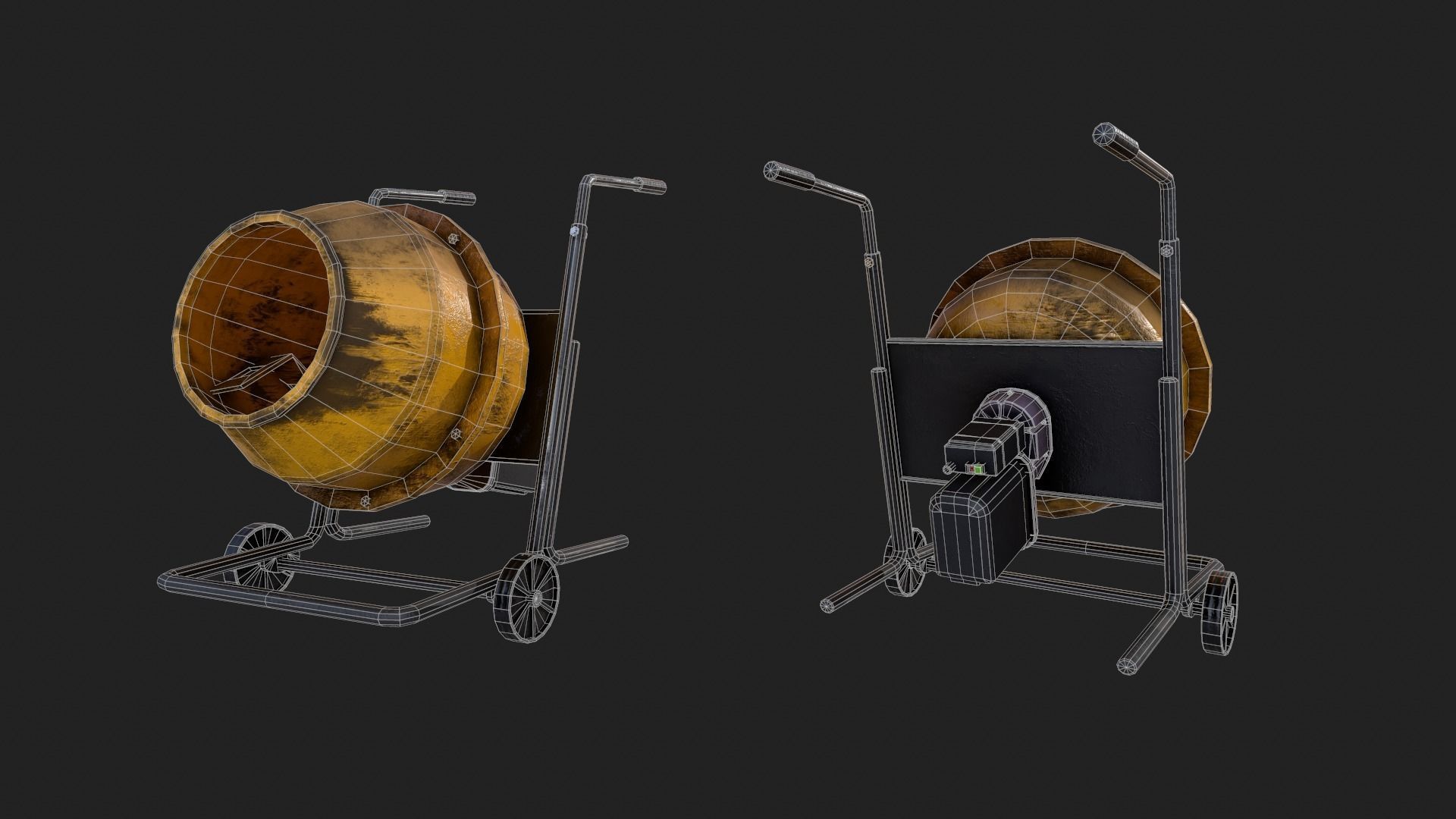 120 Liter Concrete Mixer - PBR Game Ready Low-poly Low-poly 3D model_1