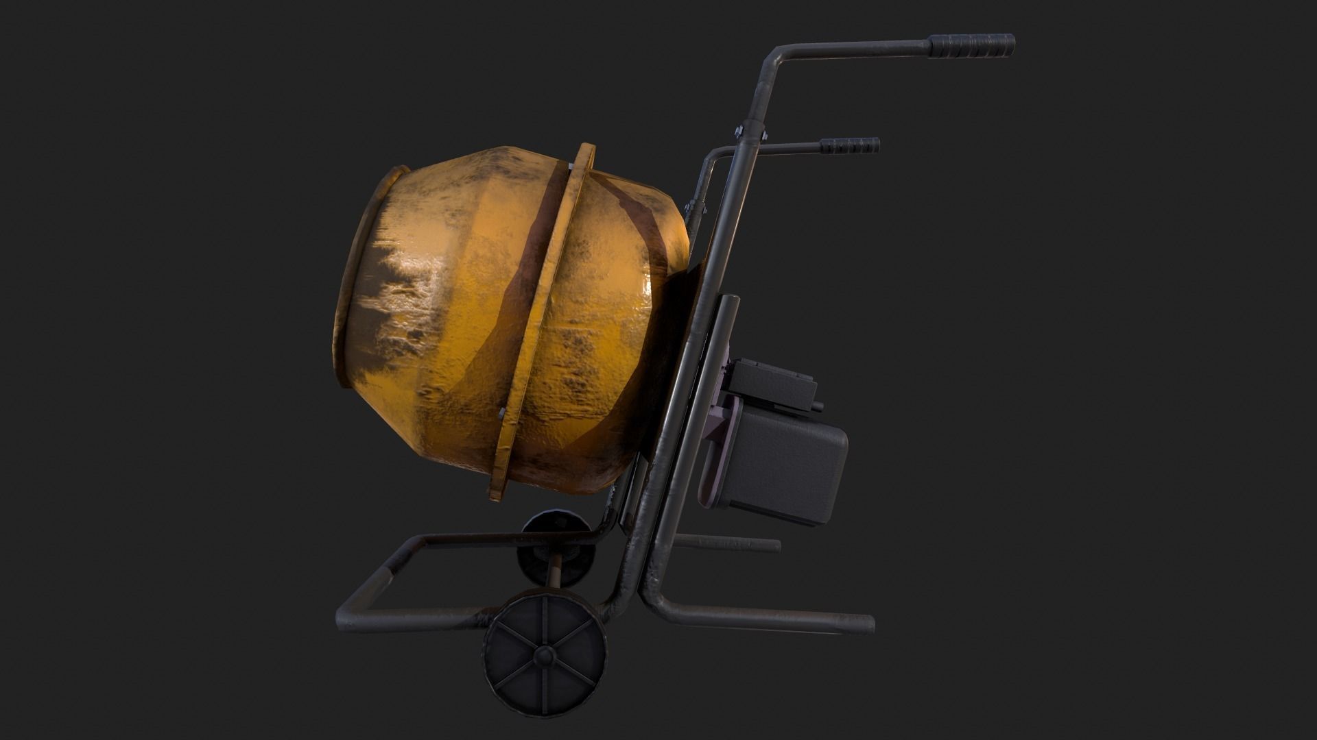 120 Liter Concrete Mixer - PBR Game Ready Low-poly Low-poly 3D model_2