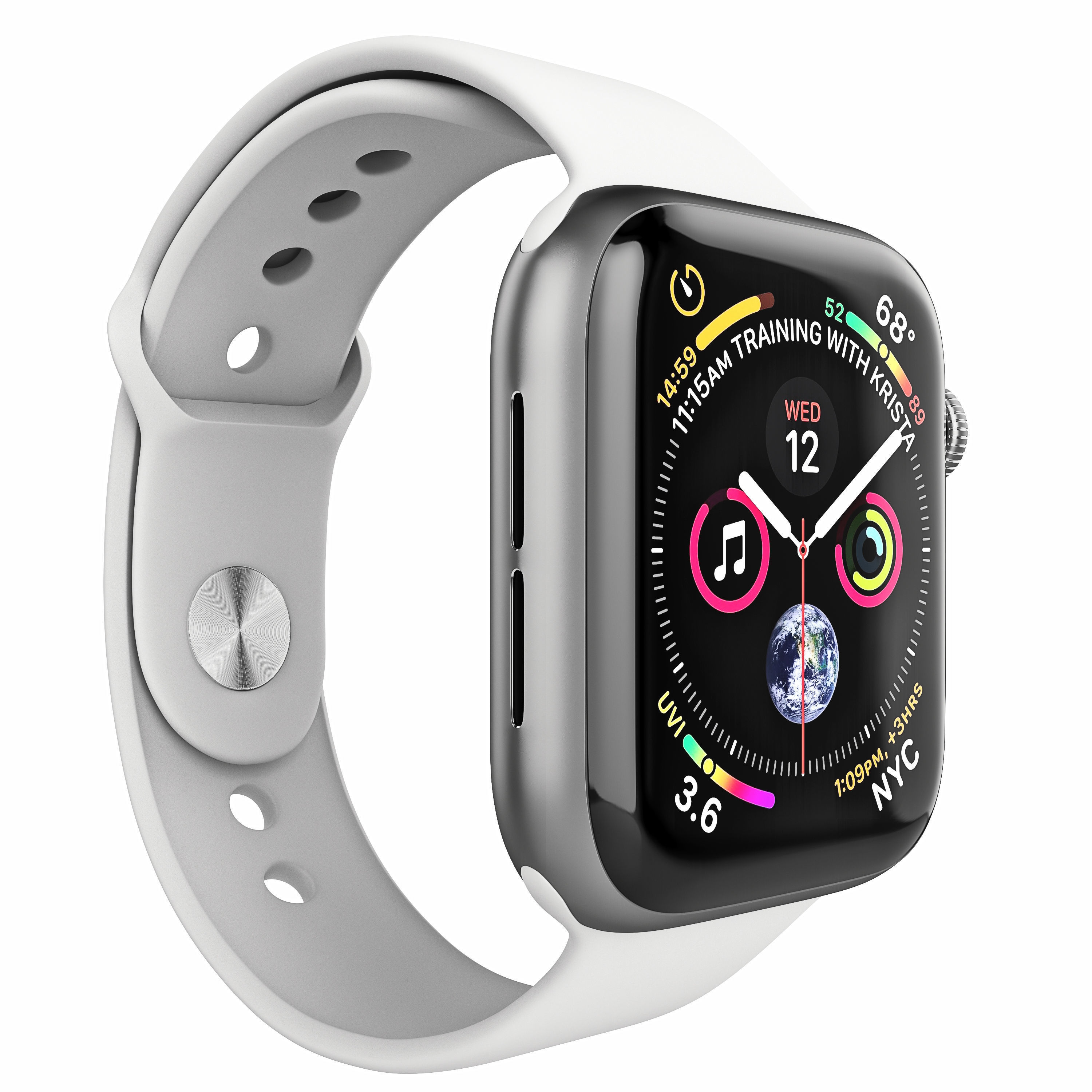 Apple Watch Series 4 Sport 44mm Silver Aluminum 3D model_9