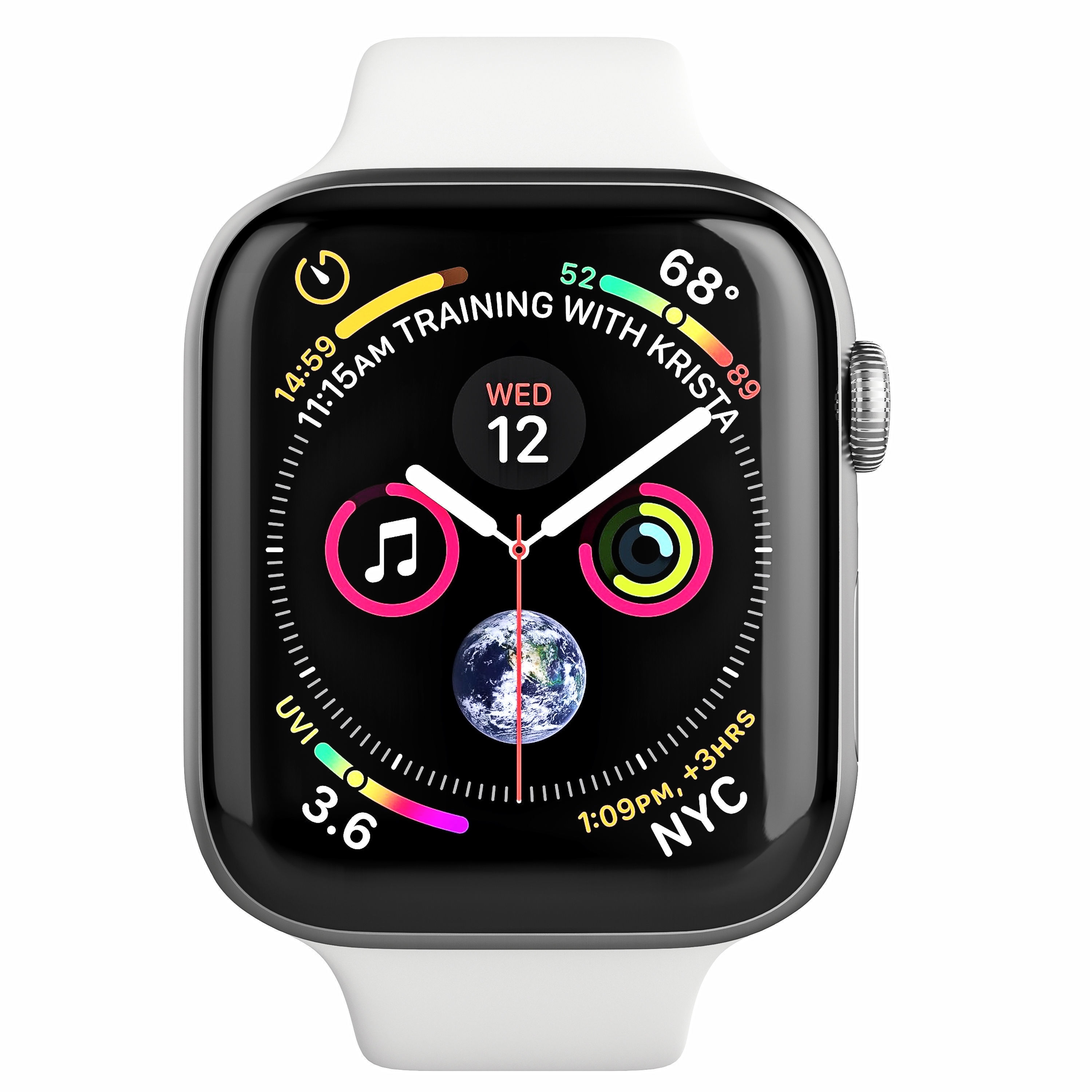 Apple Watch Series 4 Sport 44mm Silver Aluminum 3D model_2