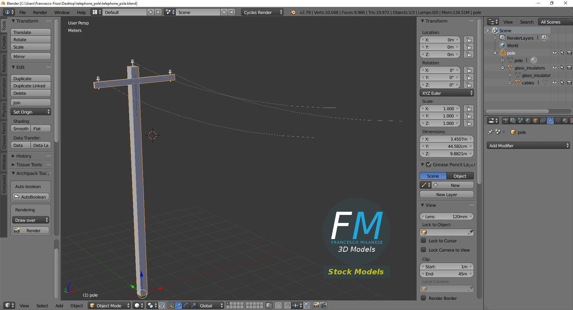 Telephone pole 3D model_9