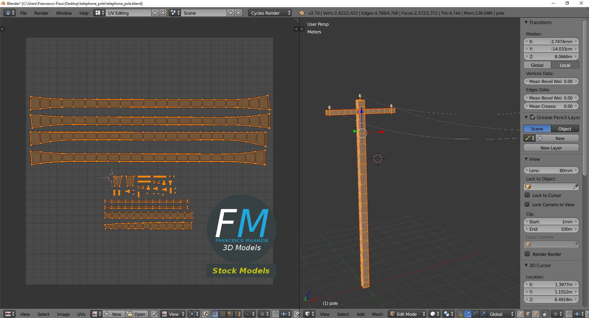 Telephone pole 3D model_10