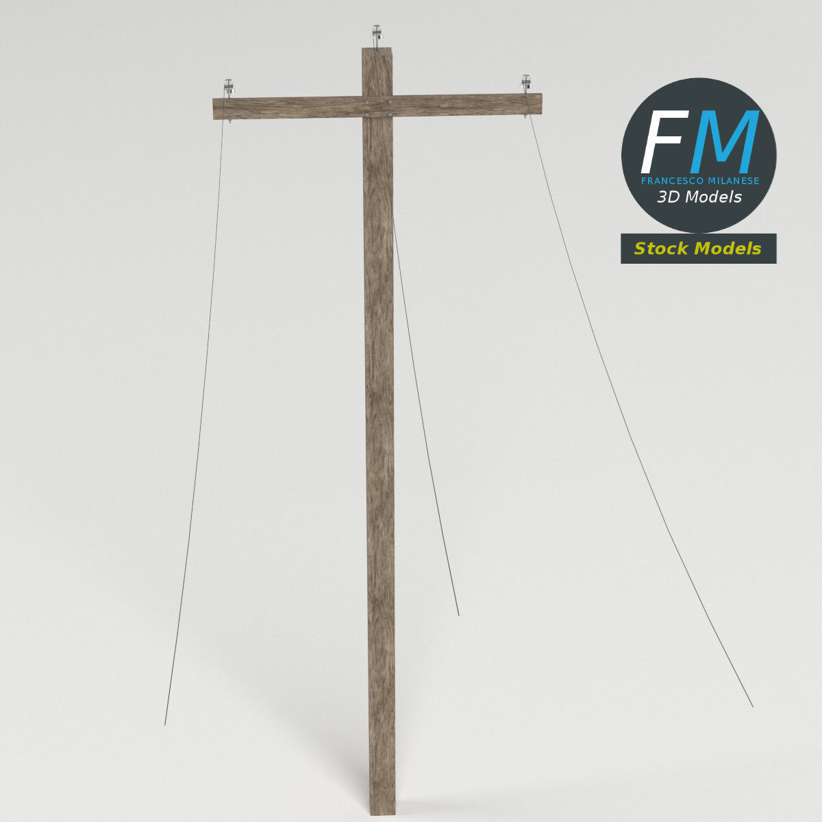 Telephone pole 3D model_2