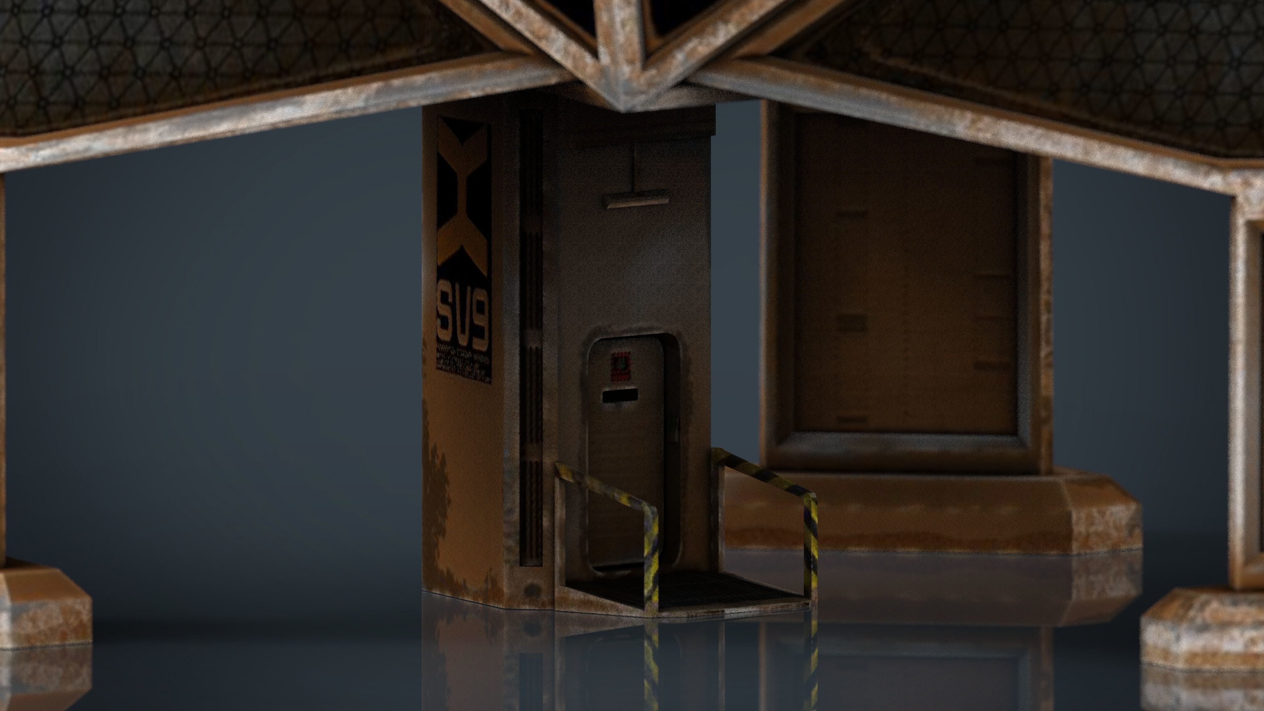 Sci-Fi Colony building Low-poly 3D model_10