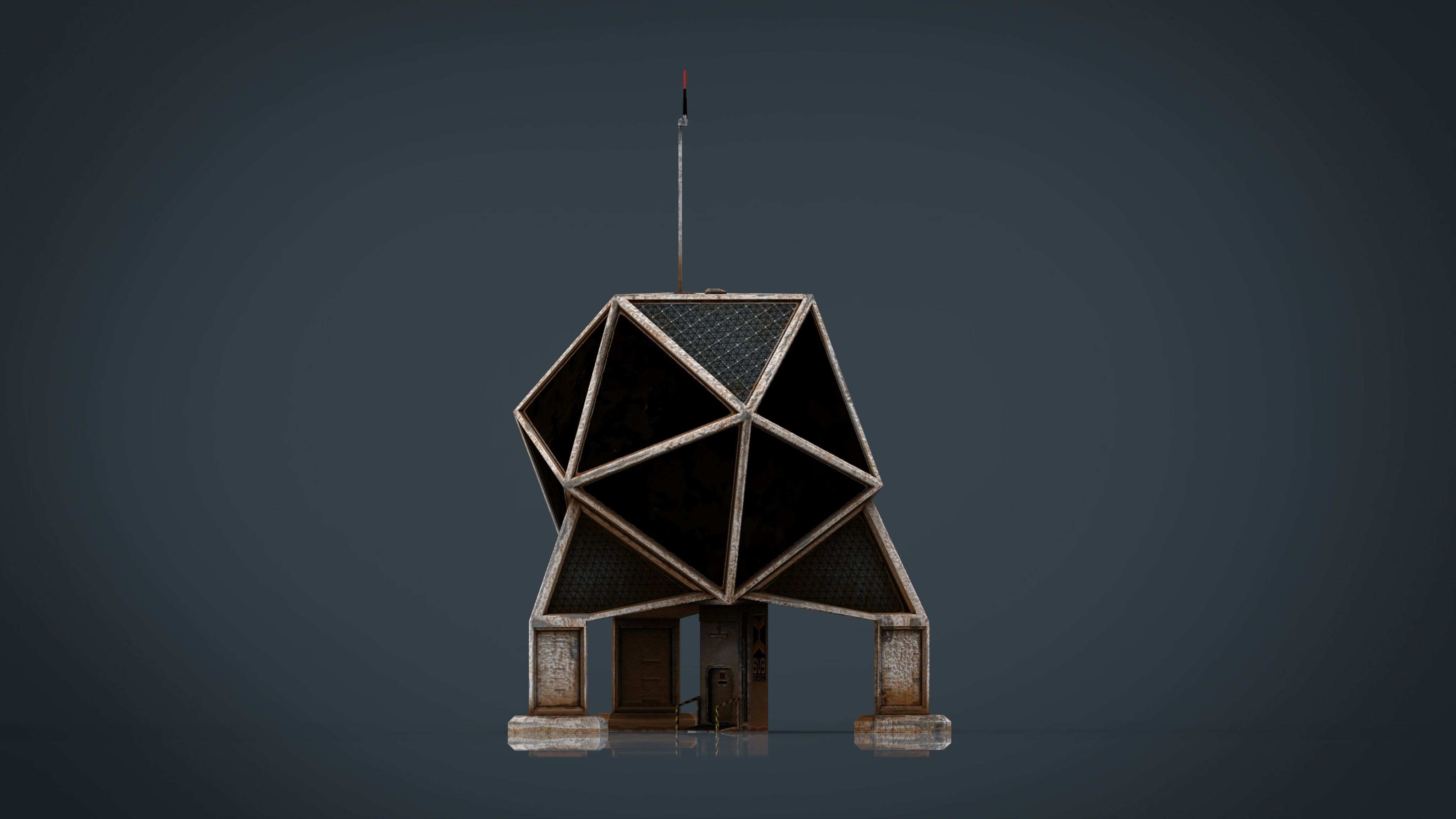 Sci-Fi Colony building Low-poly 3D model_9