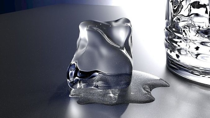 Water glass and ice 3D model