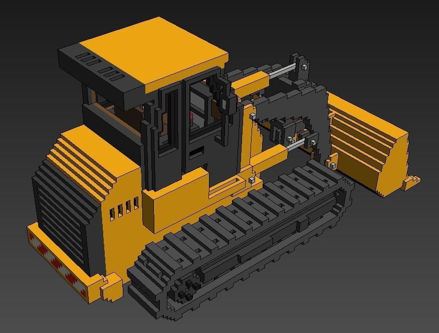Voxel Crawler Loader Low-poly 3D model_13