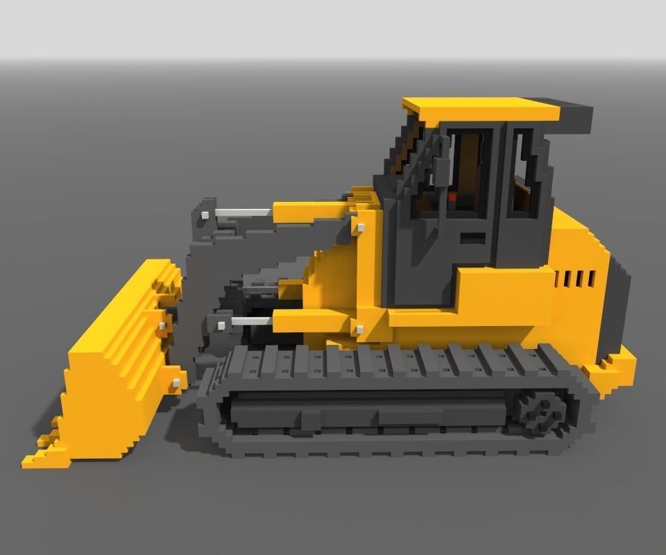 Voxel Crawler Loader Low-poly 3D model_6