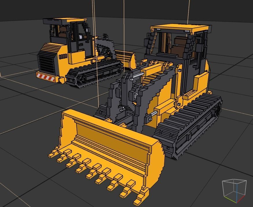 Voxel Crawler Loader Low-poly 3D model_9