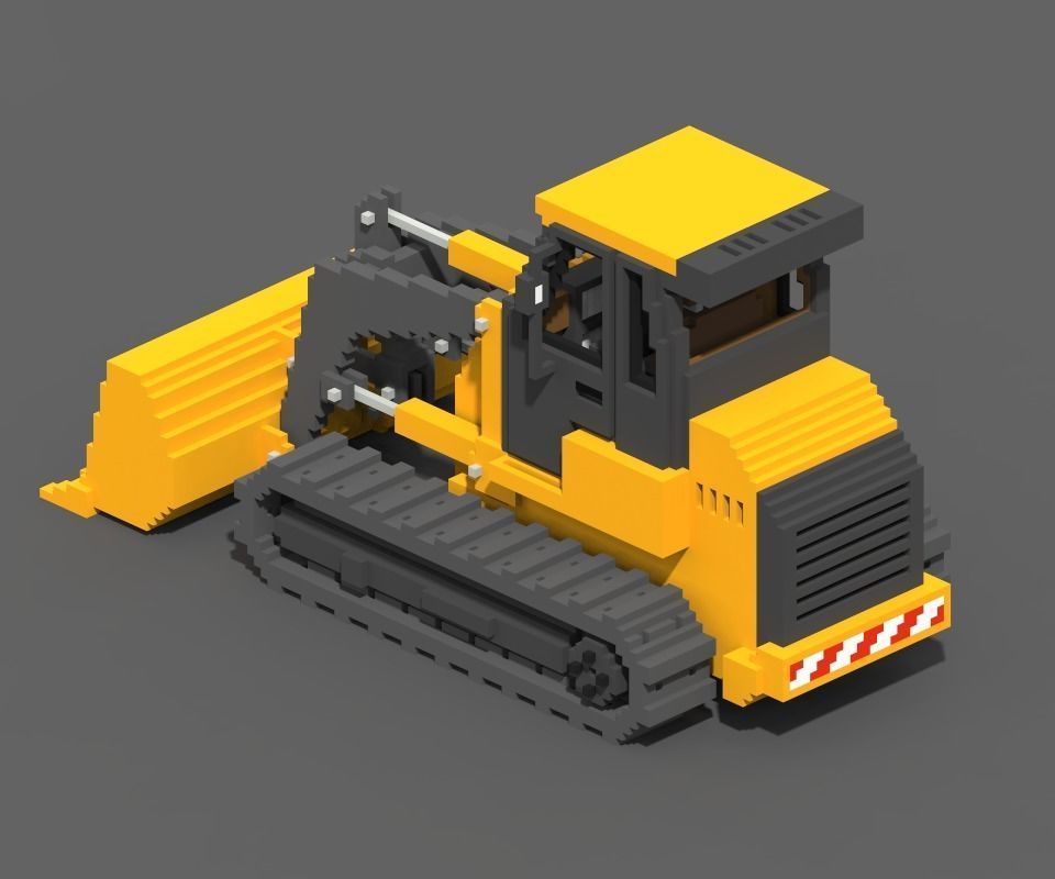 Voxel Crawler Loader Low-poly 3D model_4