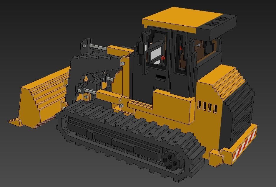Voxel Crawler Loader Low-poly 3D model_12