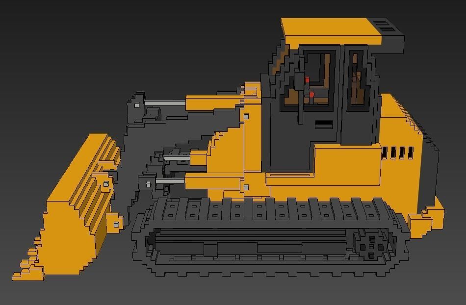 Voxel Crawler Loader Low-poly 3D model_11
