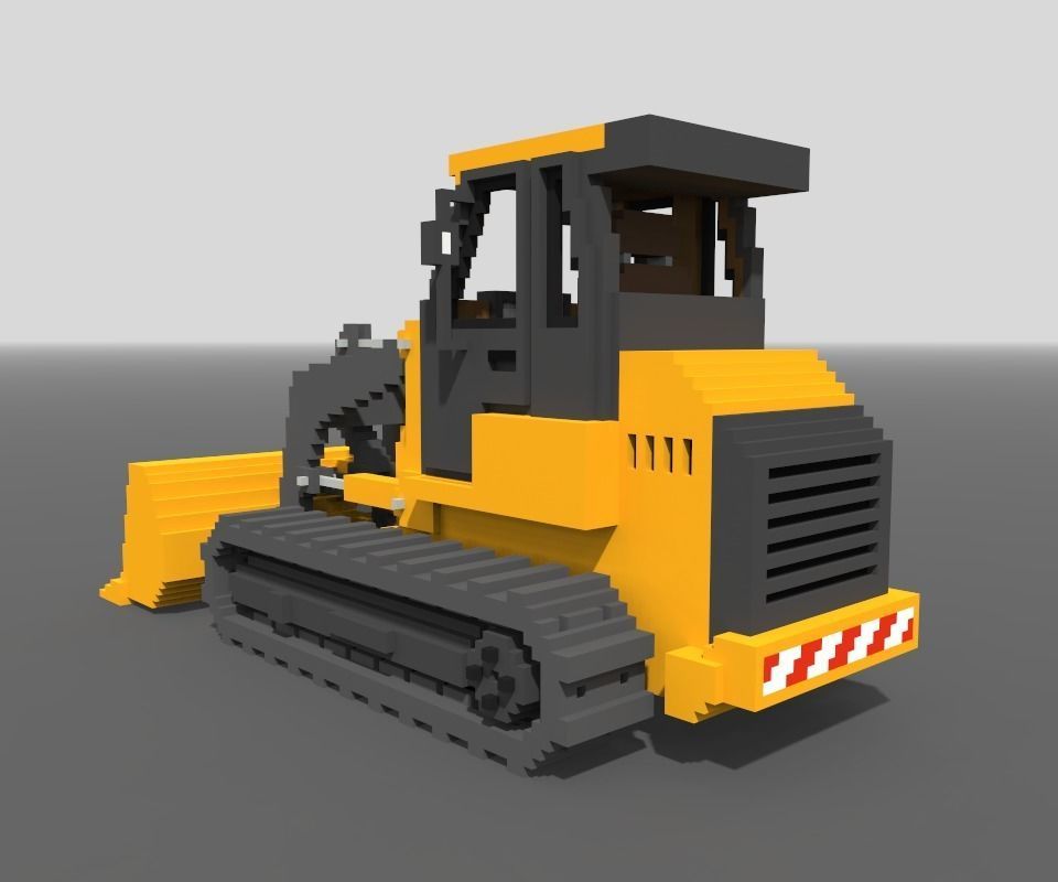 Voxel Crawler Loader Low-poly 3D model_7