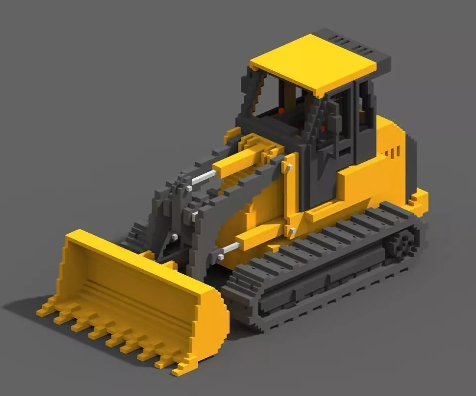Voxel Crawler Loader Low-poly 3D model_0