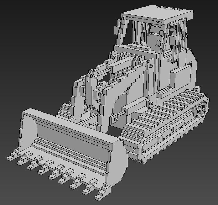 Voxel Crawler Loader Low-poly 3D model_16