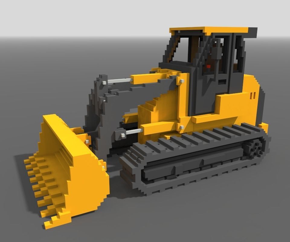 Voxel Crawler Loader Low-poly 3D model_5